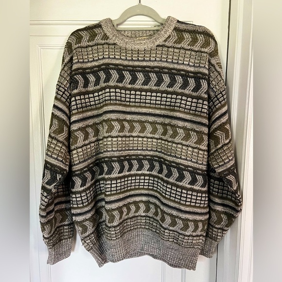 Vintage St. John’s Bay Sweater XL Coogi Styl 90s Chunky Knit Earth Tone Pullover - Picture 1 of 7